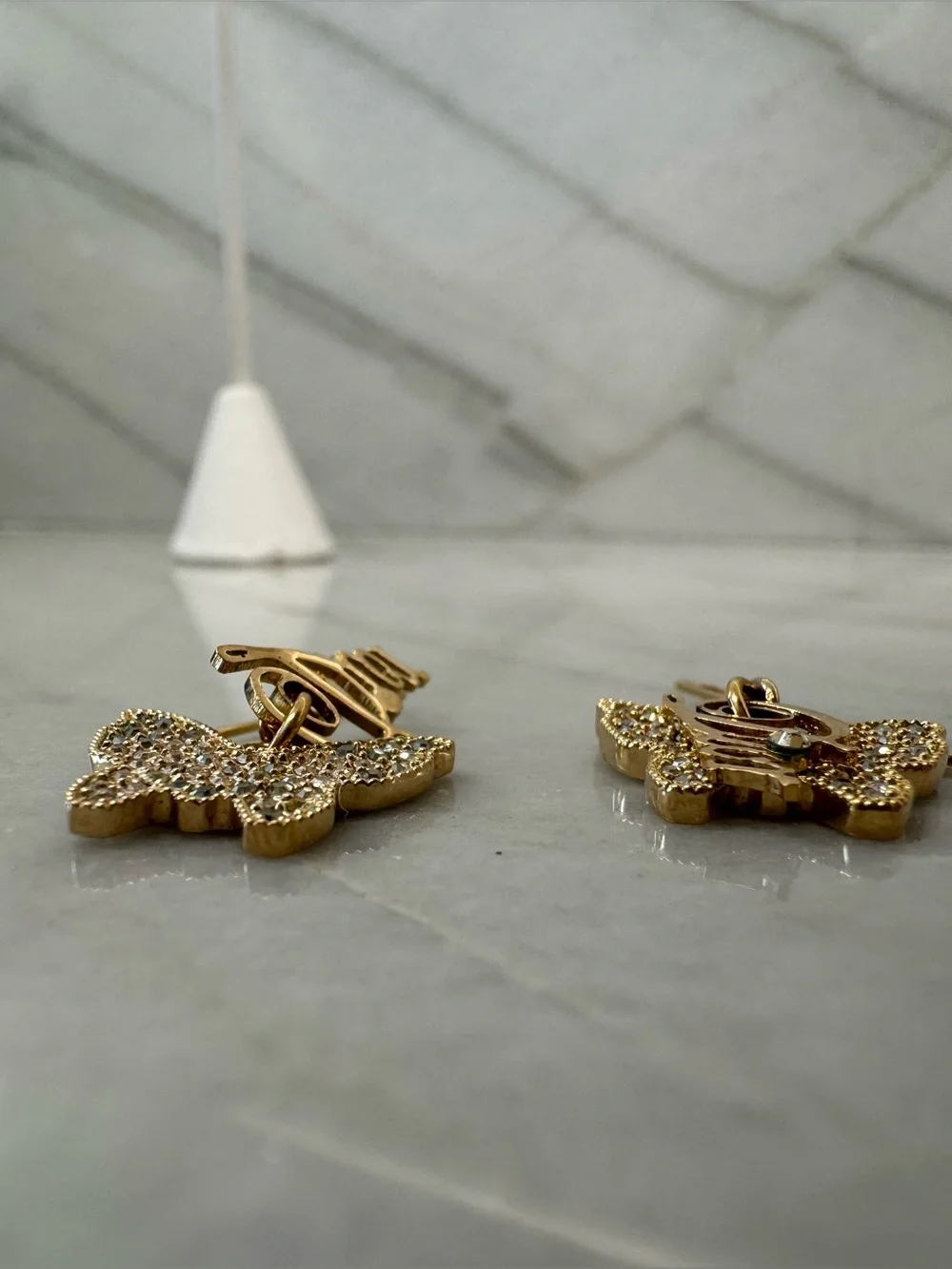 Christian Dior Butterfly Earrings Gold